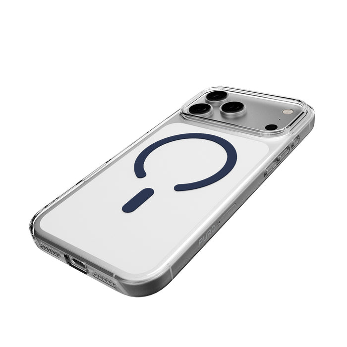 Puro Lite Mag TPU+PC Case Compatible with MagSafe for iPhone 17 Pro Max - Transparent with Blue Ring