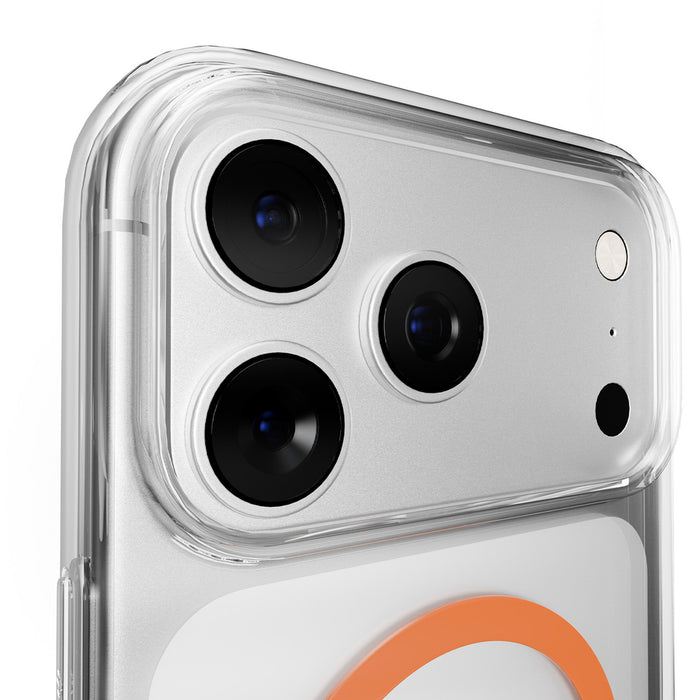 Puro Lite Mag TPU+PC Case Compatible with MagSafe for iPhone 17 Pro Max - Transparent with Orange Ring