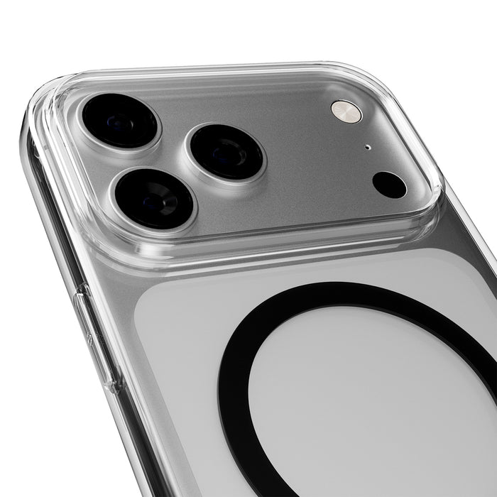 Puro Lite Mag TPU+PC Case Compatible with MagSafe for iPhone 17 Pro - Transparent with Black Ring