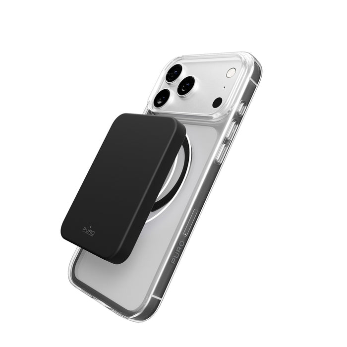 Puro Lite Mag TPU+PC Case Compatible with MagSafe for iPhone 17 Pro - Transparent with Black Ring