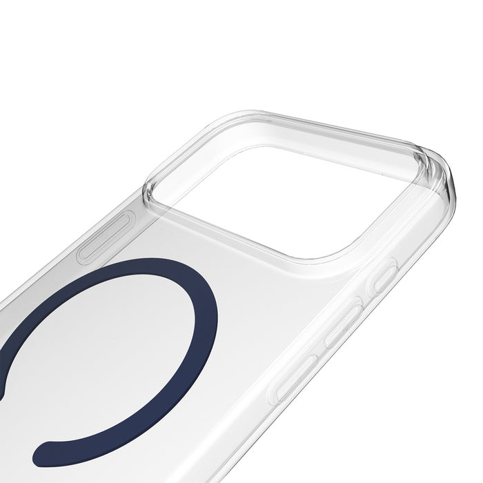 Puro Lite Mag TPU+PC Case Compatible with MagSafe for iPhone 17 Pro - Transparent with Blue Ring