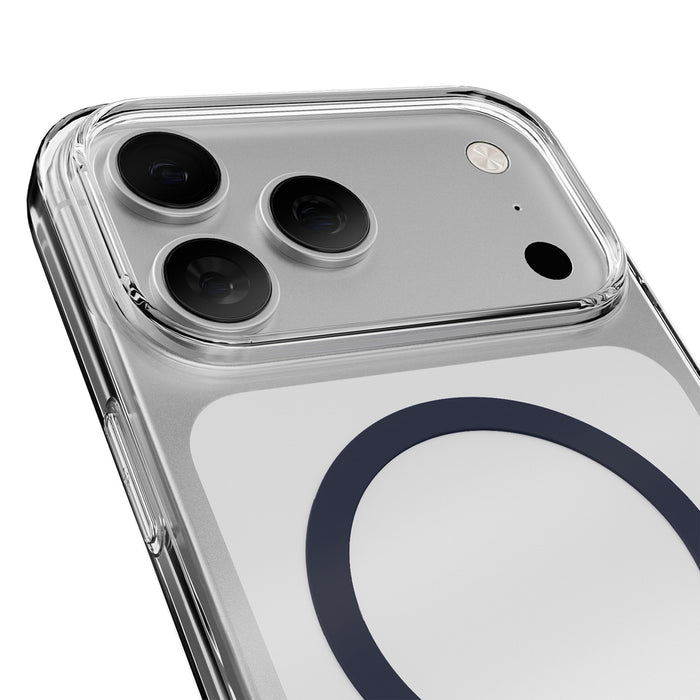 Puro Lite Mag TPU+PC Case Compatible with MagSafe for iPhone 17 Pro - Transparent with Blue Ring