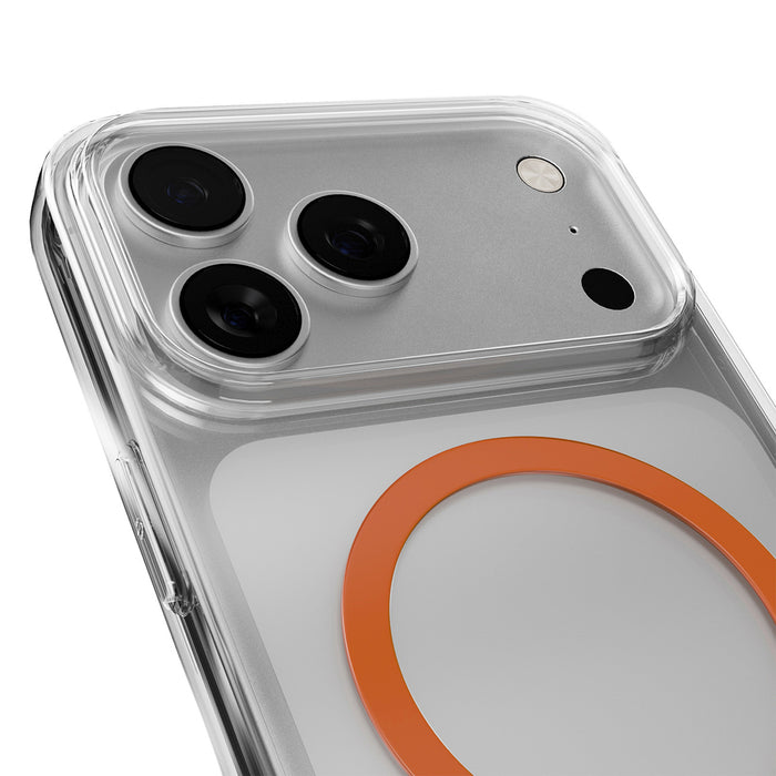 Puro Lite Mag TPU+PC Case Compatible with MagSafe for iPhone 17 Pro - Transparent with Orange Ring