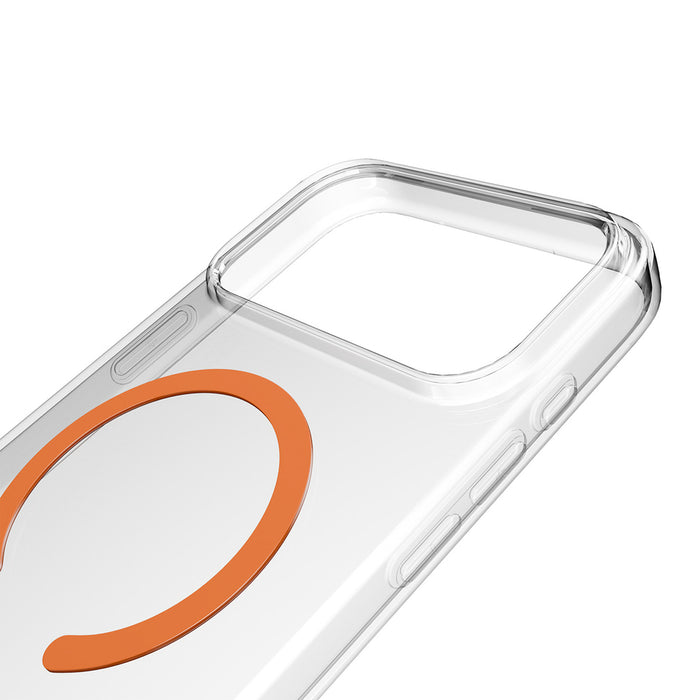 Puro Lite Mag TPU+PC Case Compatible with MagSafe for iPhone 17 Pro - Transparent with Orange Ring