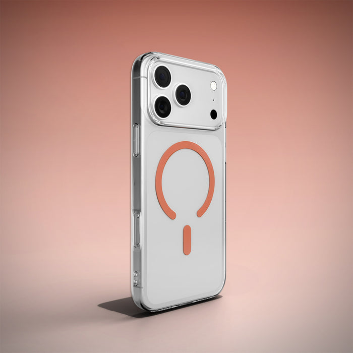 Puro Lite Mag TPU+PC Case Compatible with MagSafe for iPhone 17 Pro - Transparent with Orange Ring