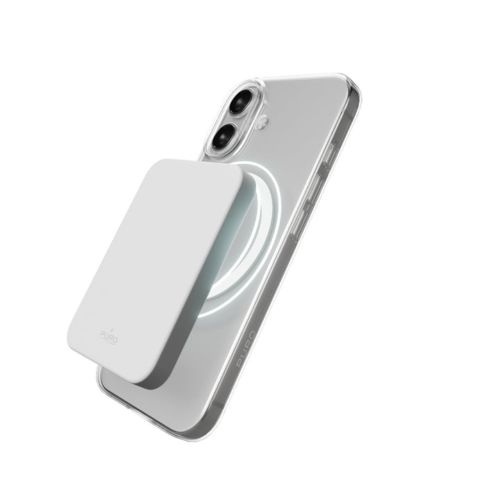 Puro Lite Mag TPU+PC Case Compatible with MagSafe for iPhone 17 - Transparent with White Ring