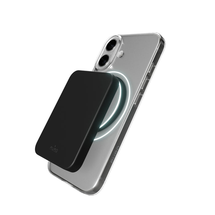Puro Lite Mag TPU+PC Case Compatible with MagSafe for iPhone 17 - Transparent with Black Ring
