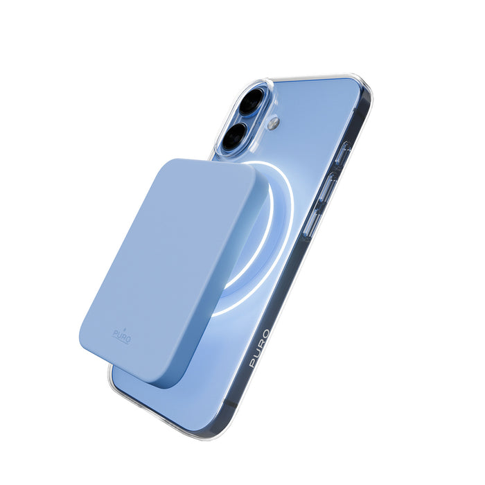 Puro Lite Mag TPU+PC Case Compatible with MagSafe for iPhone 17 - Transparent with Blue Ring