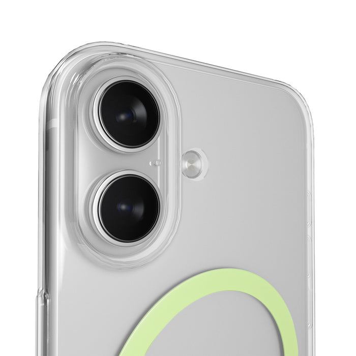 Puro Lite Mag TPU+PC Case Compatible with MagSafe for iPhone 17 - Transparent with Green Ring