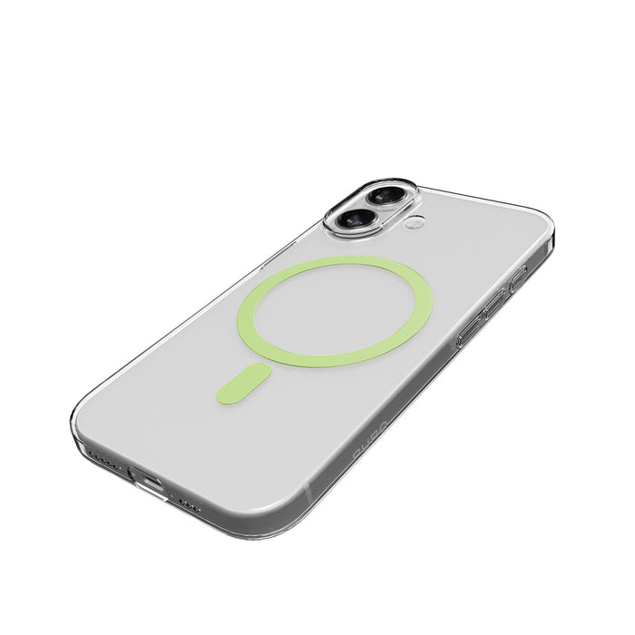 Puro Lite Mag TPU+PC Case Compatible with MagSafe for iPhone 17 - Transparent with Green Ring