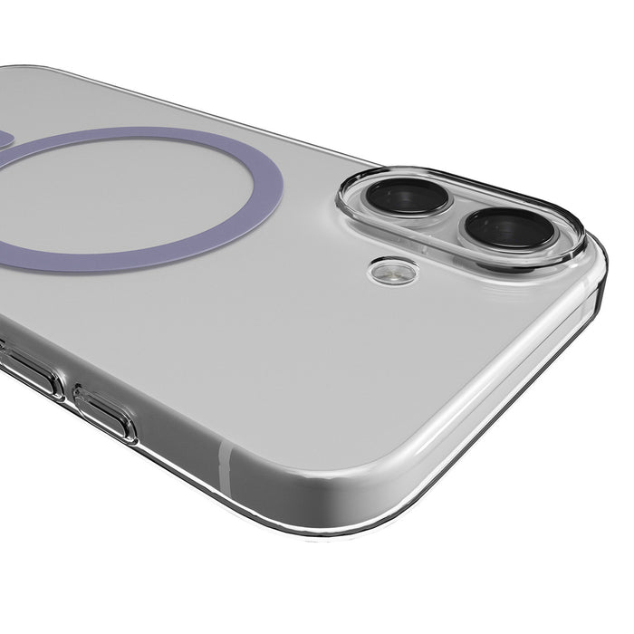 Puro Lite Mag TPU+PC Case Compatible with MagSafe for iPhone 17 - Transparent with Pink Ring