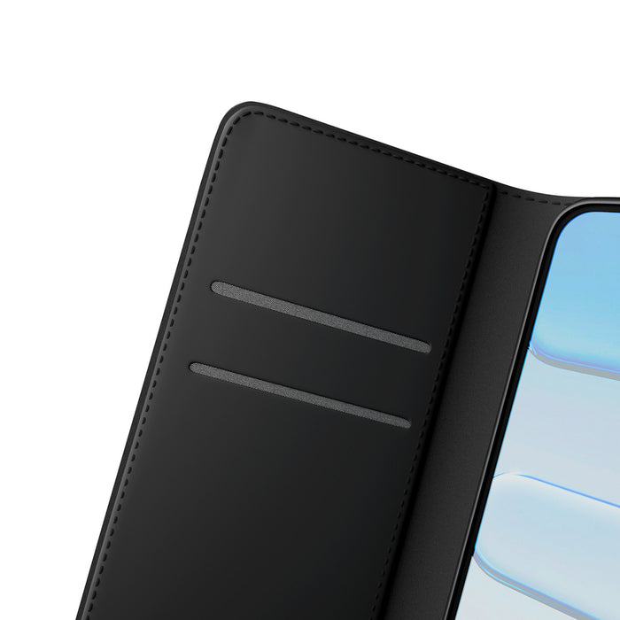 Puro Wallet Stand Case for iPhone 17 Pro Max Made of Eco-Leather, with a Flap, Wallet, and Stand Function - Black