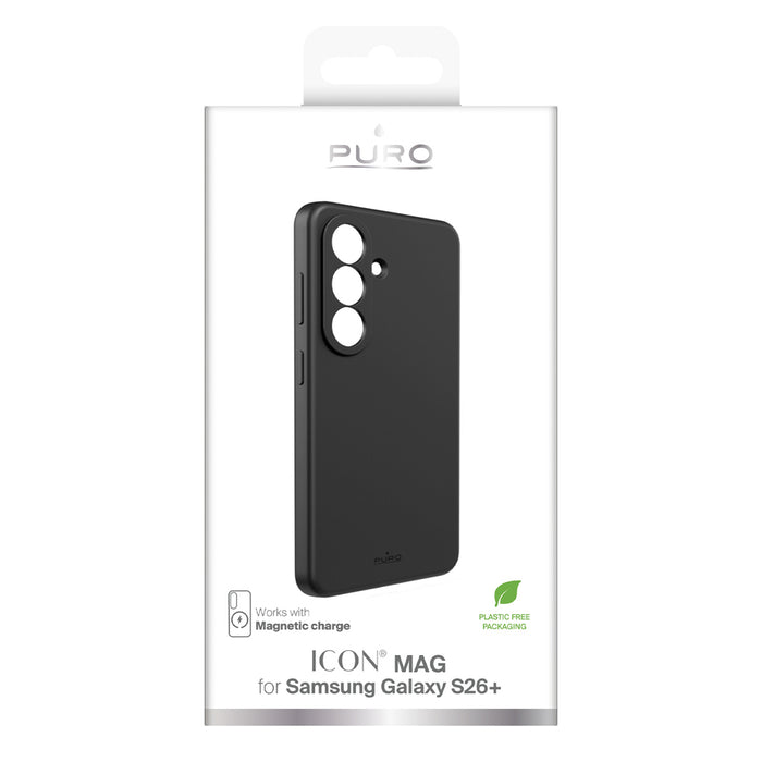 Puro ICON MAG protective case for Samsung Galaxy S26 Plus silicone compatible with MagSafe - black