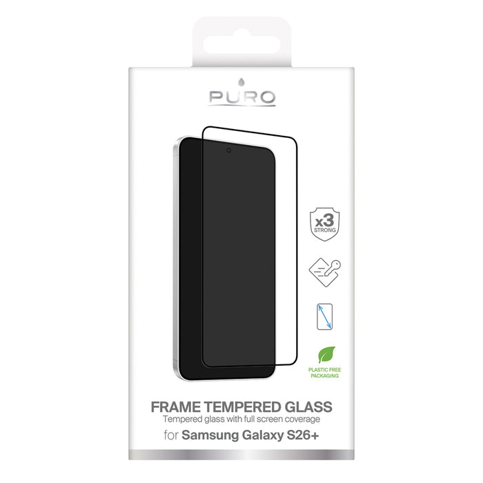 Puro Frame Tempered Glass for Samsung Galaxy S26 Plus - with Black Frame