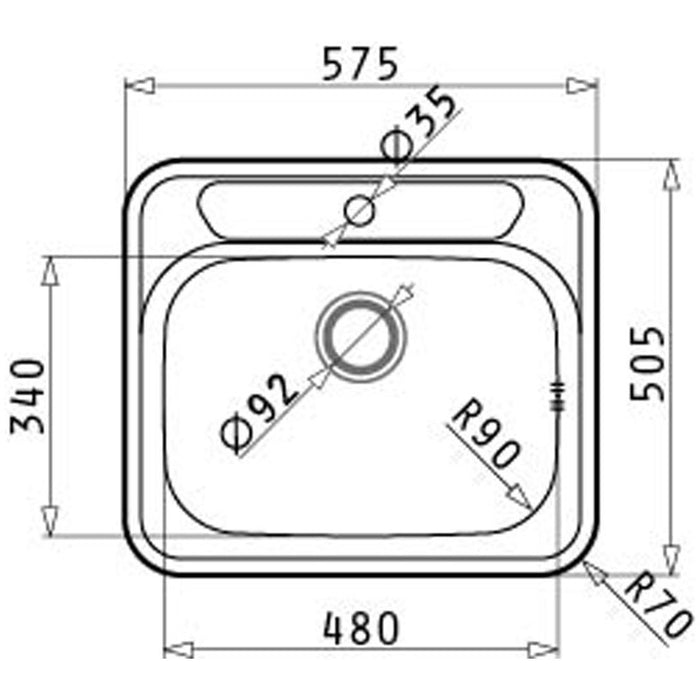 KITCHEN SINK PYRAMIS ATRIA 57.50X50.5X18 CM.