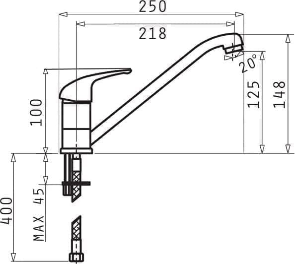 PYRAMIS ASALIA kitchen mixer 090921301 grey concrete