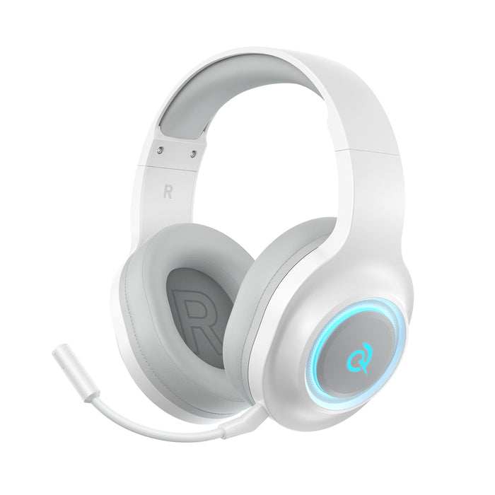 QCY Heroad V200 Tri-Mode Gaming Headphones with 7.1 Sound, 240h Battery, and Detachable Microphone - White