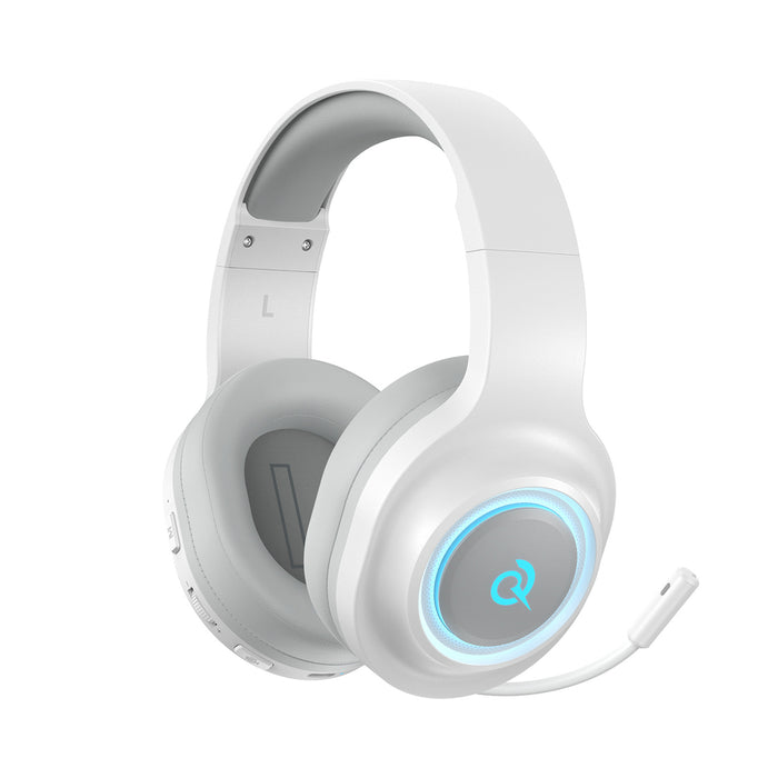 QCY Heroad V200 Tri-Mode Gaming Headphones with 7.1 Sound, 240h Battery, and Detachable Microphone - White