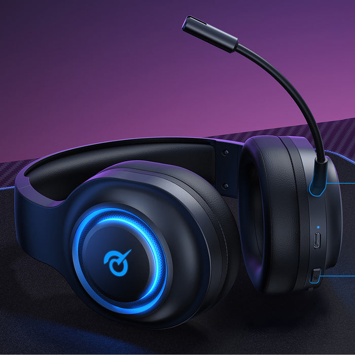 QCY Heroad V200 Tri-Mode Gaming Headphones with 7.1 Sound, 240h Battery, and Detachable Microphone - Black