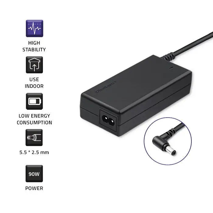 Qoltec 50076.90W power adapter/inverter Indoor Black - Power supplies for laptopsZDL-NOT<<<Power supplies for computers