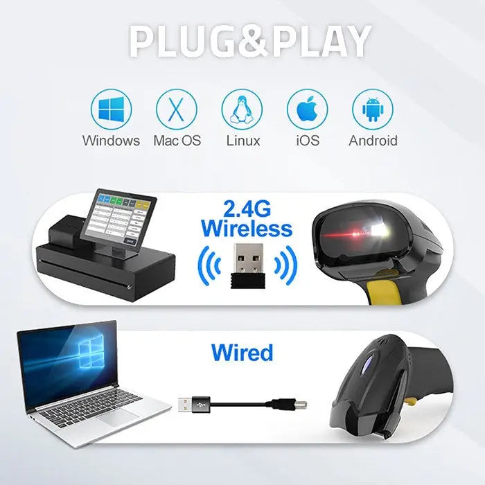 Qoltec 50856 Wireless barcode scanner 1D 2D | 2.4GHz - Bar code readersURS-CZK<<<Shop equipmentURS<<<ActionPL