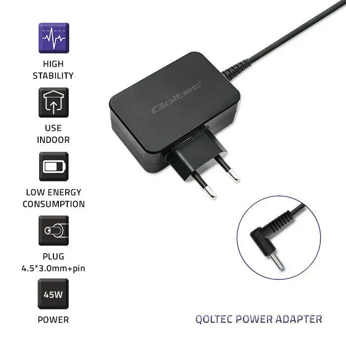 Qoltec 51026 power adapter/inverter Indoor/outdoor 65 W Black - Power supplies for laptopsZDL-NOT<<<Power supplies