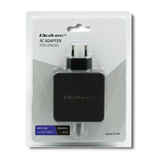 Qoltec 51766 Power adapter for Lenovo 65W | 20V |3.25A | Slim tip + pin - Power supplies for laptopsZDL-NOT<<<Power