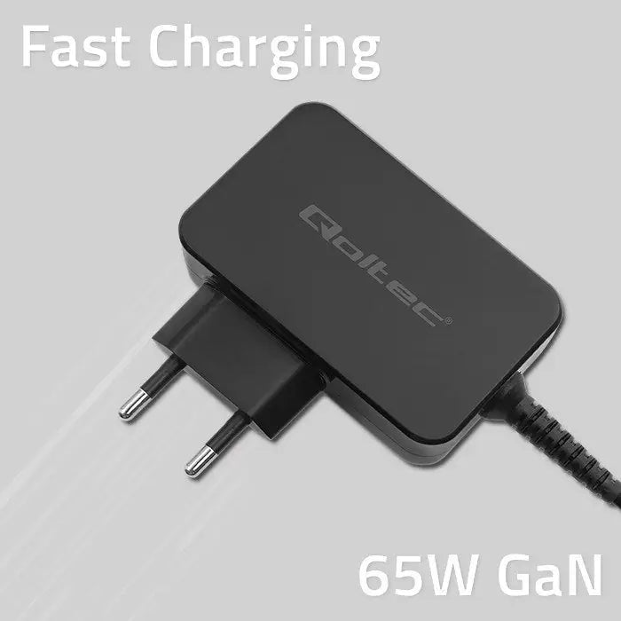 Qoltec 52386 GaN POWER PRO charger | 1xUSB-C | 65W | 5-20V | 3-3.25A | Black - ChargersLAD-SIC<<<Power supplies