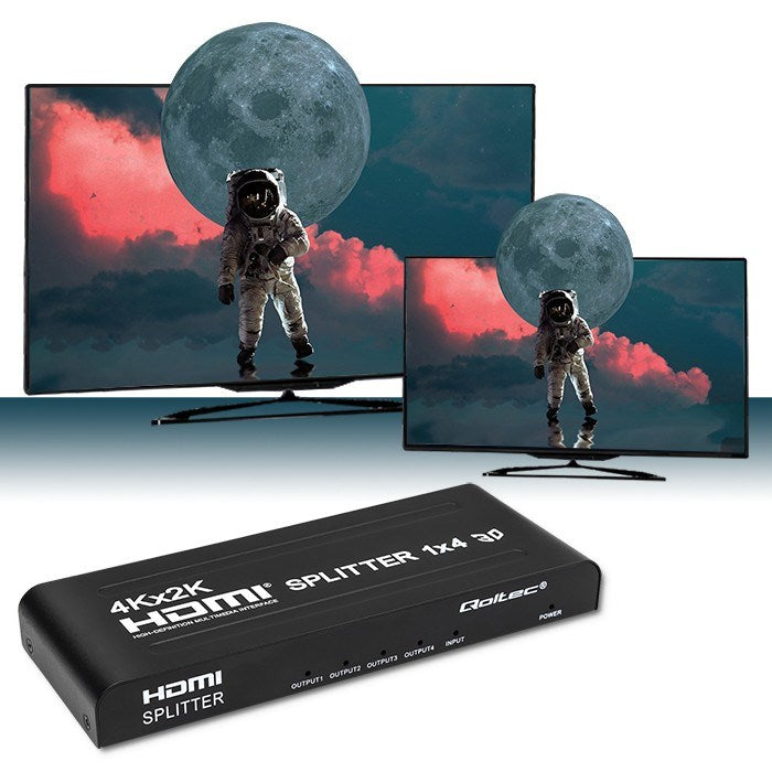 Qoltec 51798 Active HDMI Splitter 4 x HDMI 4K x 2K | 3.4Gb/s