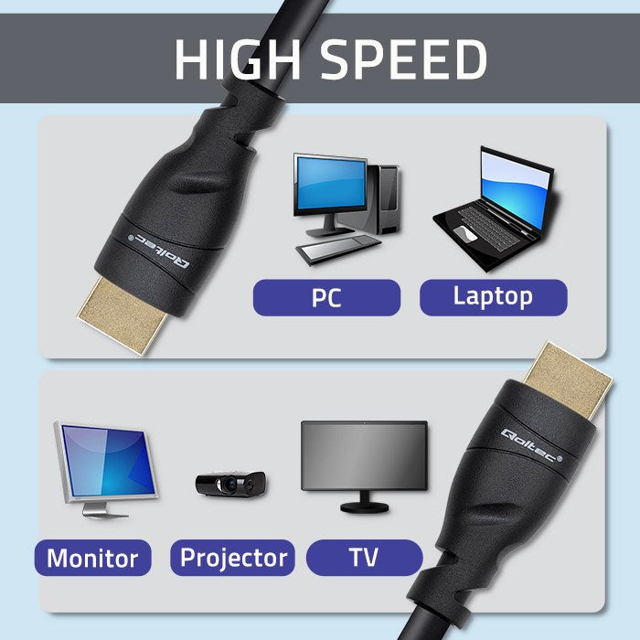 Qoltec 50353 HDMI v2.1 Cable Ultra high speed 8K | 60Hz | 26AWG | GOLD | 5m