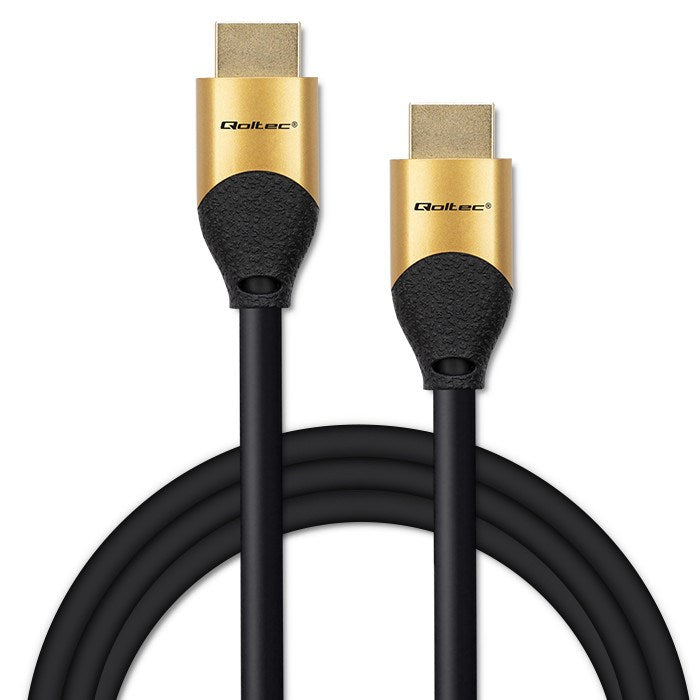 Qoltec 50356 HDMI cable 3 m HDMI Type A (Standard) 3 x HDMI Type A (Standard) Black, Gold