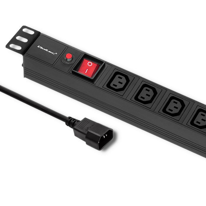 Qoltec 53998 Power strip for RACK 19" | 1U | 10A | PDU | 8xIEC C13 | 2m