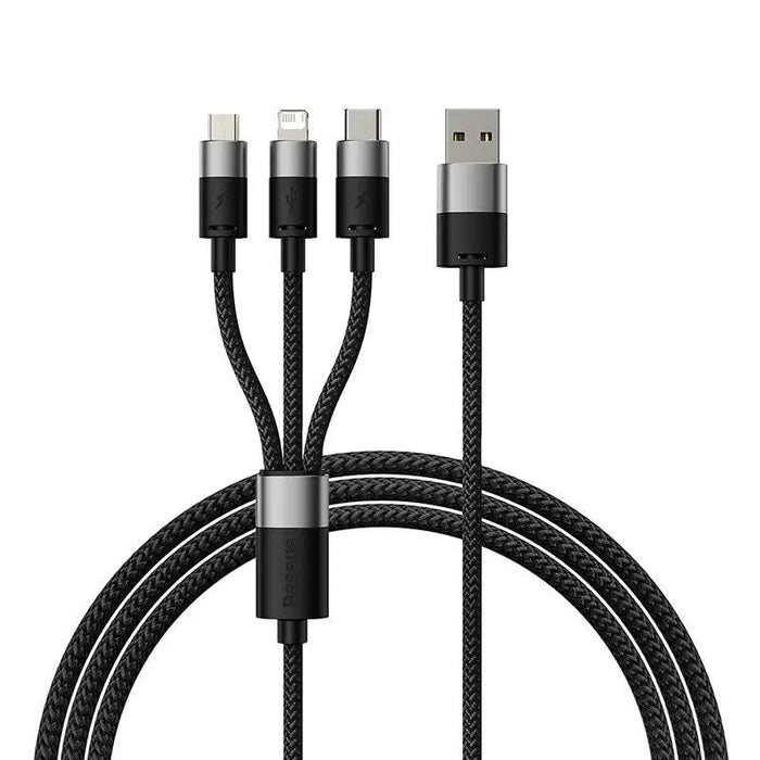 Quick Charge USB to M + L + C Baseus StarSpeed 3.5A 0,6m (Black) - Combo Cables<<<USB cables<<<GSM
