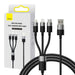 Quick Charge USB to M + L + C Baseus StarSpeed 3.5A 0,6m (Black) - Combo Cables<<<USB cables<<<GSM