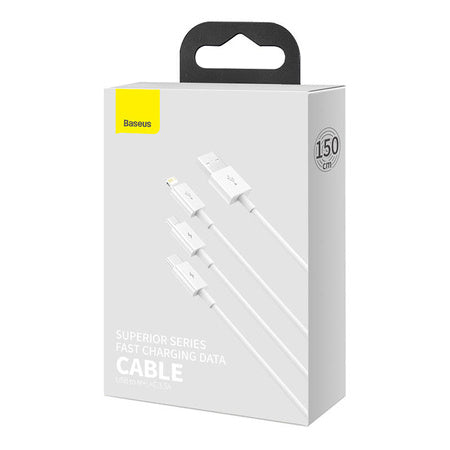 Quick Charge USB to M + L + C Baseus Superior Data 3.5A 1m (White) - Combo Cables<<<USB cables<<<GSM