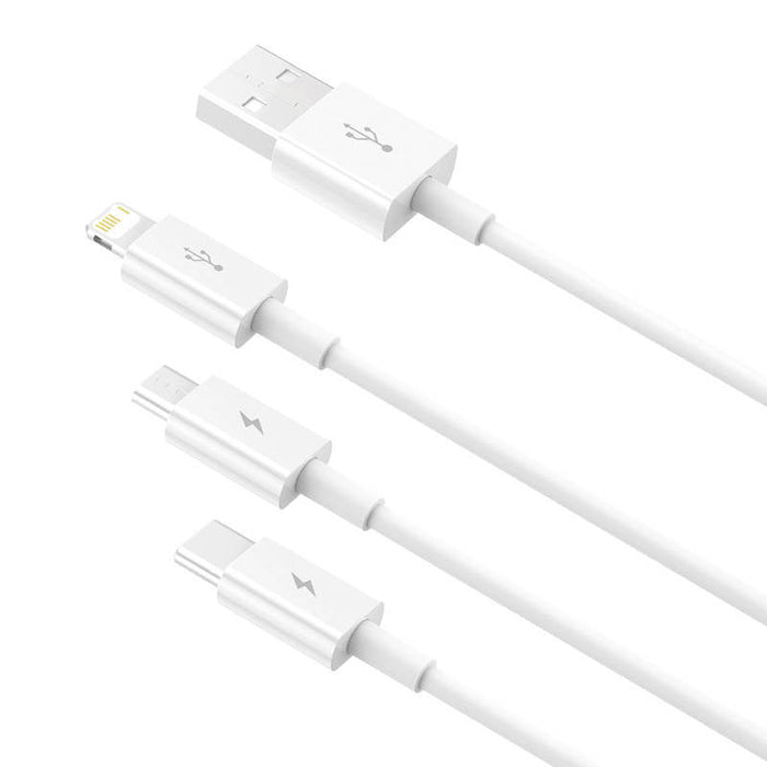 Quick Charge USB to M + L + C Baseus Superior Data 3.5A 1m (White) - Combo Cables<<<USB cables<<<GSM