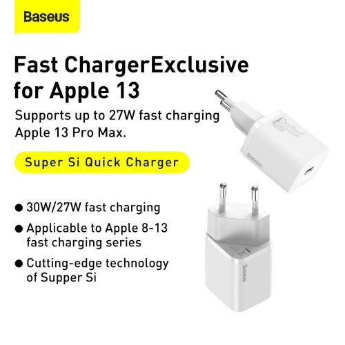 Quick Charger Baseus Super Si 1C 30W (white) - Travel Charger<<<Accessories<<<Основна<<<DunaXML&&&mains