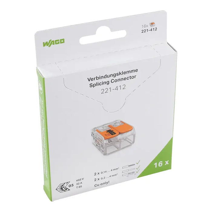 QUICK CONNECT CABLE CLAMP 16 PCS 2X0.2-4MM2 WAGO - Инсталационни материали<<<Електроматериали<<<Строителни