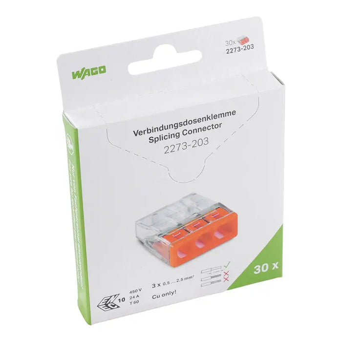 QUICK CONNECT CABLE CLAMP 30 PCS 3X0.5-2.5MM2 WAGO - Инсталационни материали<<<Електроматериали<<<Строителни