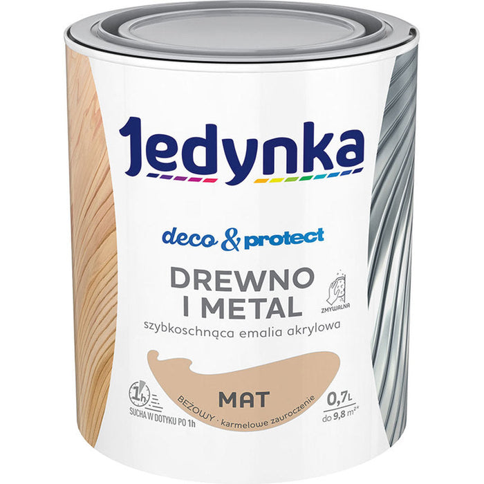 QUICK DRY ACRYLIC ENAMEL LACQUER BEIGE MAT 700 ML JEDYNKA - Алкидни и водоразтворими<<<Бои за метал и дърво<<<Бои и