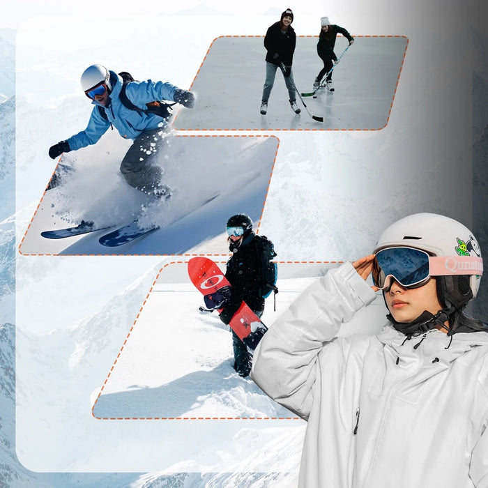 Qunature 10130003005 Ski Helmet with Earmuffs Panda Snowboard for Kids 54-58 cm - White