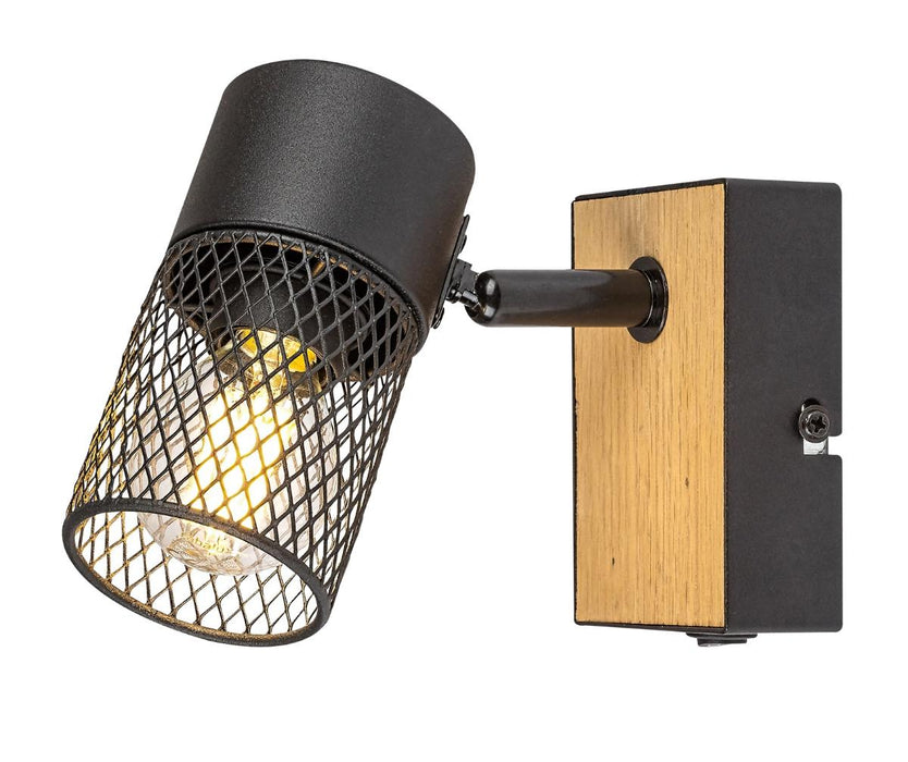 SPOT METTA 1xMAX40W BLACK METAL/WOOD