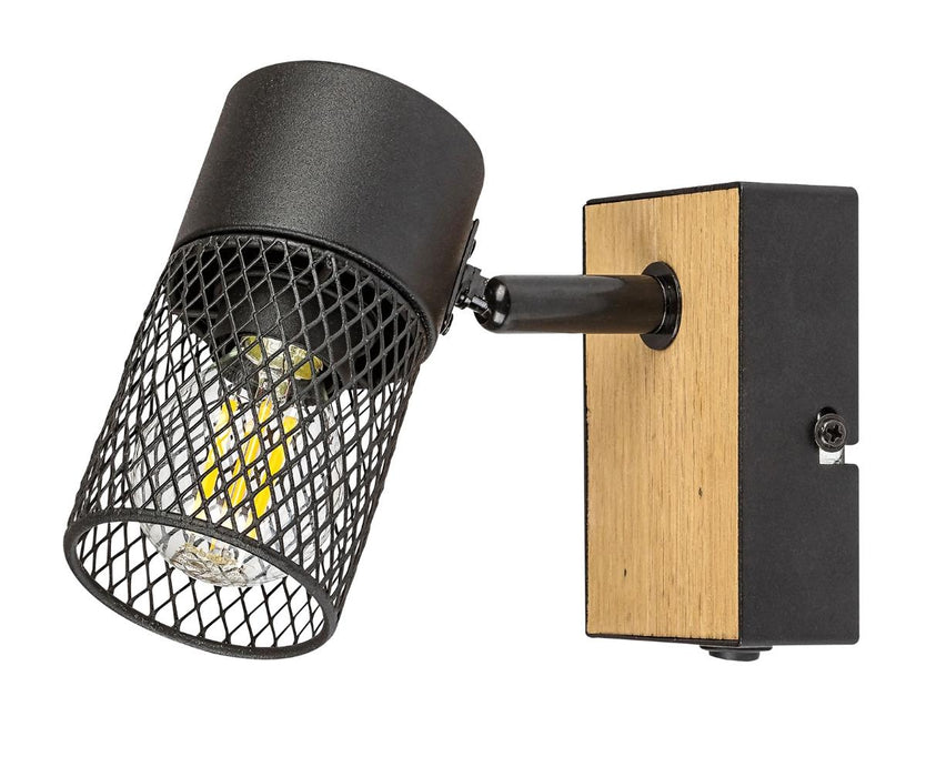 SPOT METTA 1xMAX40W BLACK METAL/WOOD