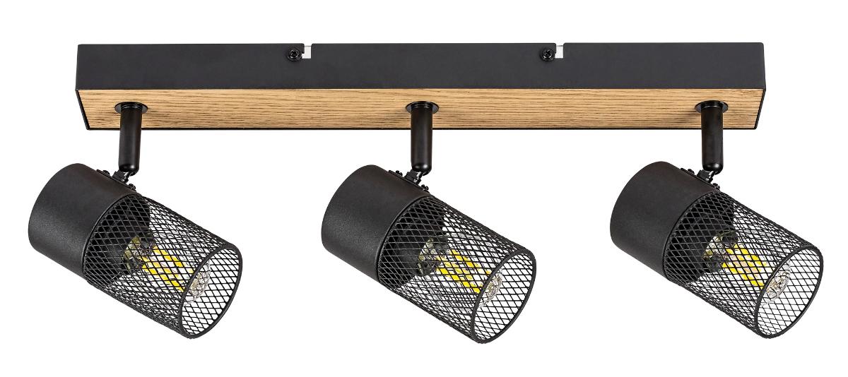 SPOT METTA 3xMAX40W BLACK METAL/WOOD