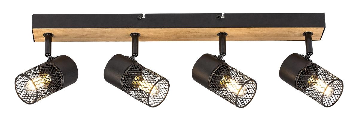 SPOT METTA 4xMAX40W BLACK METAL/WOOD