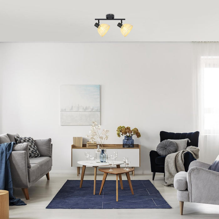 SPOT RATTAN E14 2XMAX15W BLACK