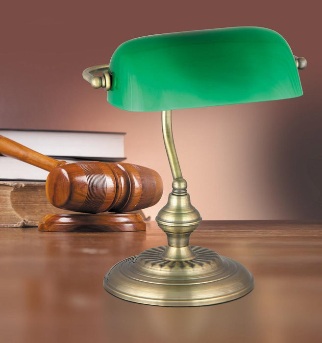 DESK LAMP E27 BANK GREEN 33CM