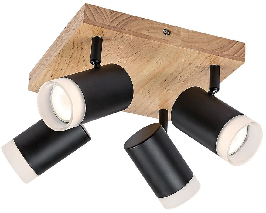 SPOTLIGHT 4XGU10 BLACK/WOOD RABALUX TORAS