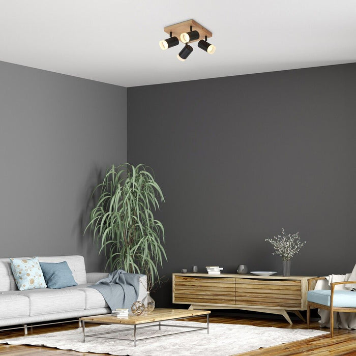 SPOTLIGHT 4XGU10 BLACK/WOOD RABALUX TORAS