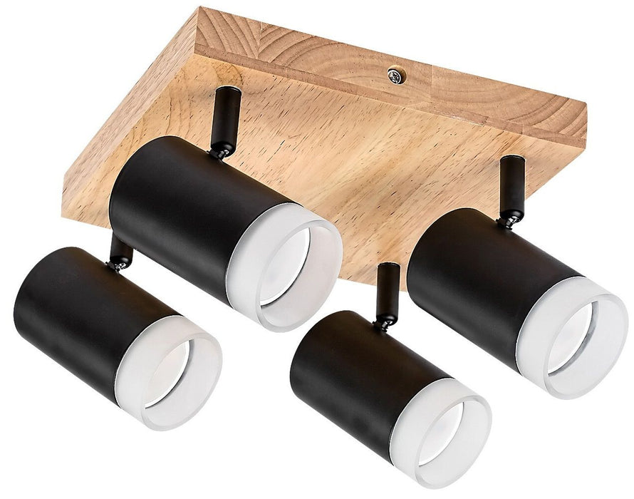 SPOTLIGHT 4XGU10 BLACK/WOOD RABALUX TORAS